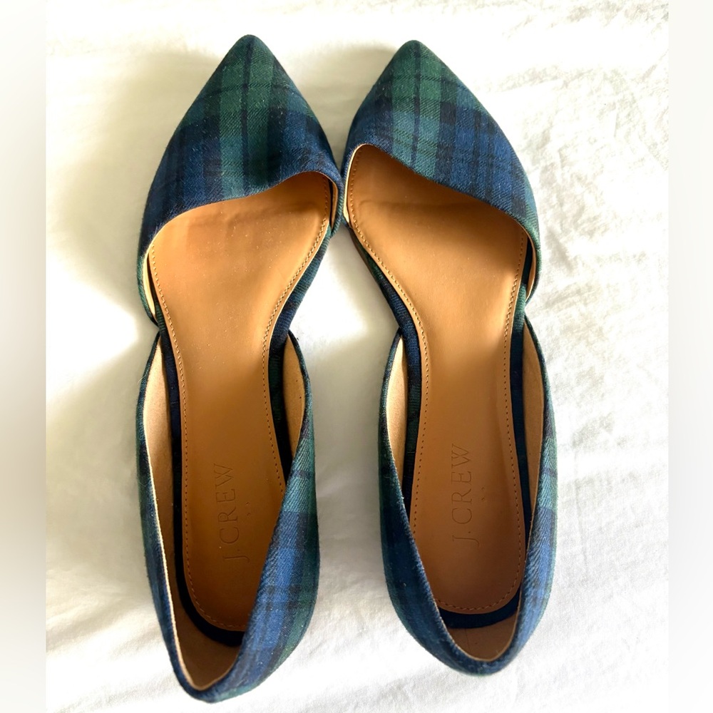 J. Crew Factory Women's Plaid Flats - Blue and Green 8.5 NWOT